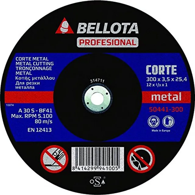 bellota-50441-300-disco-abrasivo-para-m-quina-estacionaria-corte-de-metal-300-mm image 1