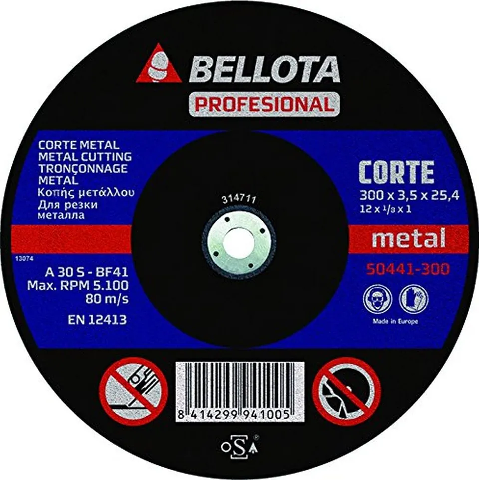 bellota-50441-300-disco-abrasivo-para-m-quina-estacionaria-corte-de-metal-300-mm image 1