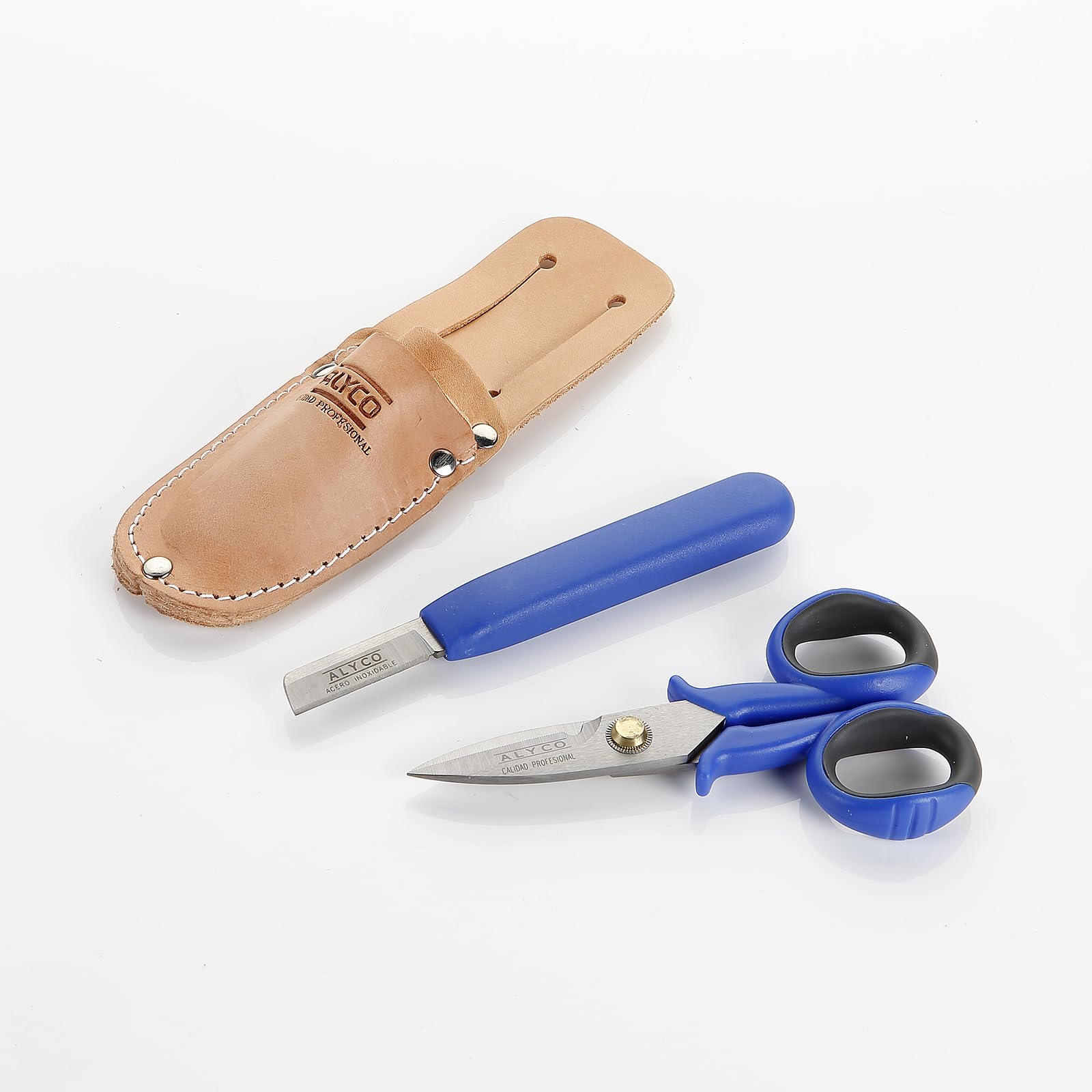 alyco-108020-kit-tijera-electricista-cuchillo-pelacables-cuero image 5