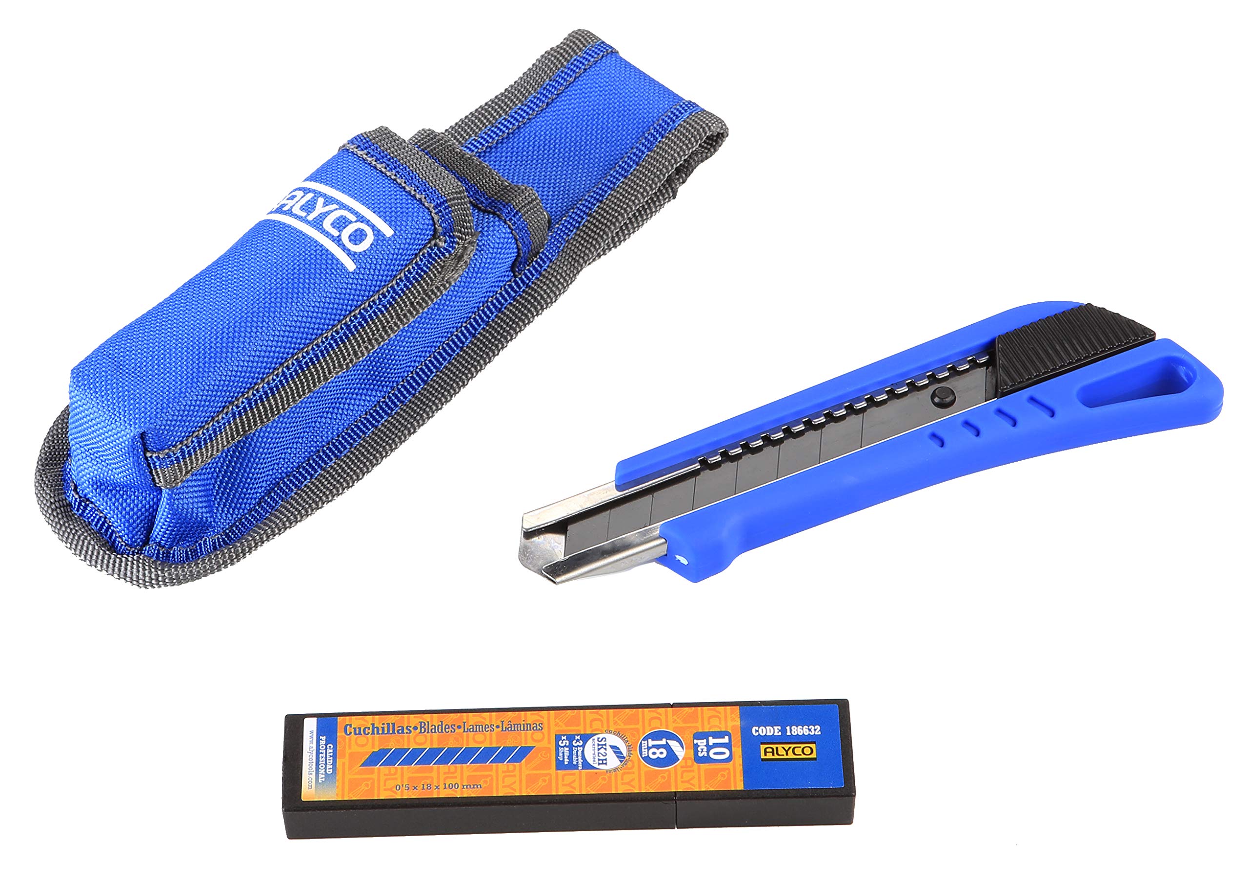 alyco-tools-186622-juego-de-c-ter-y-10-cuchillas-fragmentables-de-18-mm-de-acero image 1