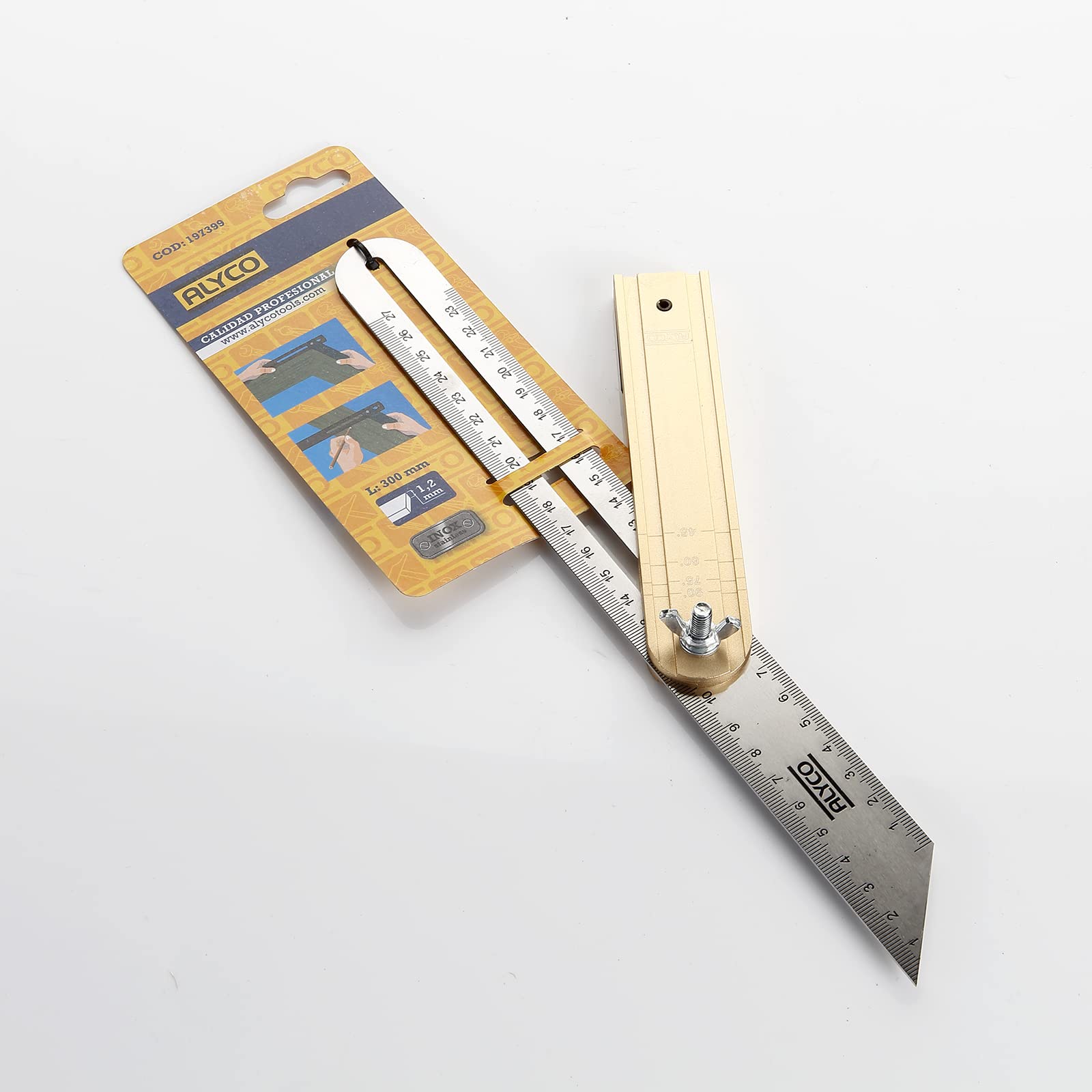 alyco-tools-falsa-escuadra-para-carpintero-acero-inoxidable-300-mm-mango-de-alum image 2