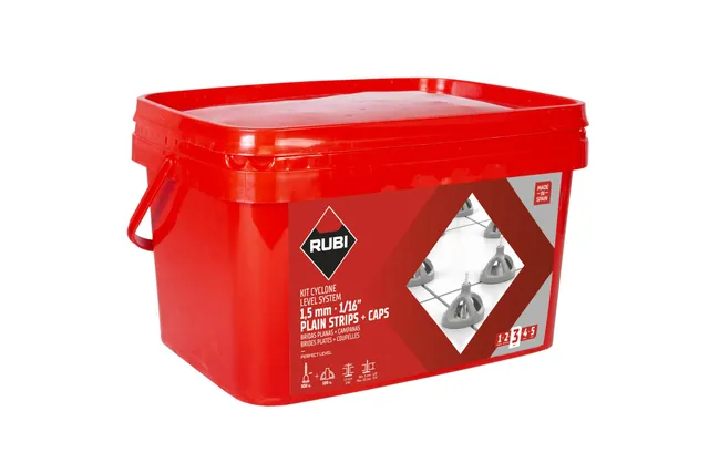 rubi-cyclone-level-system-kit-bridas-planas-1-5-mm-con-300-bridas-100-campanas image 1